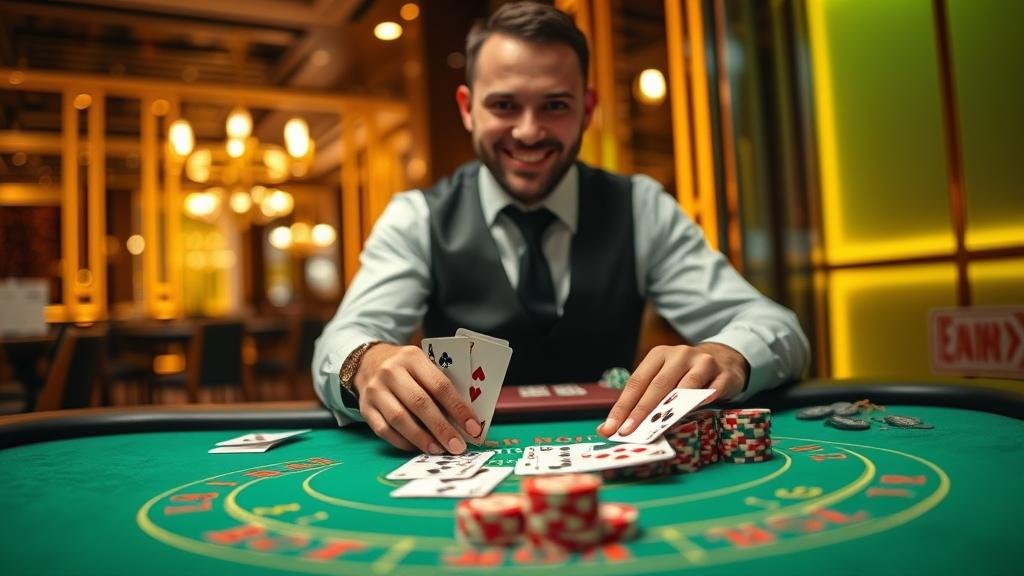 หน้าจอเกมคาสิโนสดบนแท็บเล็ต