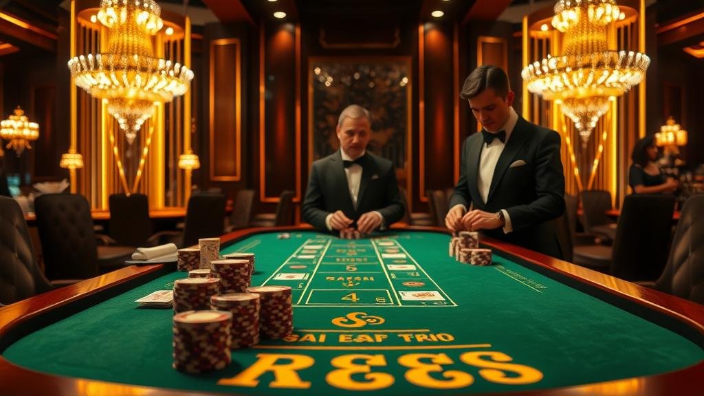 การวางเดิมพันบาคาร่าพร้อมชิปและไพ่