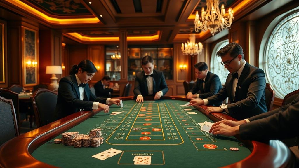 ดีลเลอร์กำลังเปิดไพ่บาคาร่า AE ไร้ค่าคอม