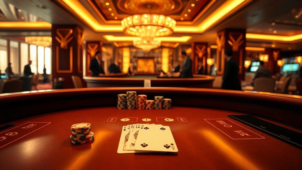 ไพ่บาคาร่าที่กำลังเปิดบนโต๊ะ