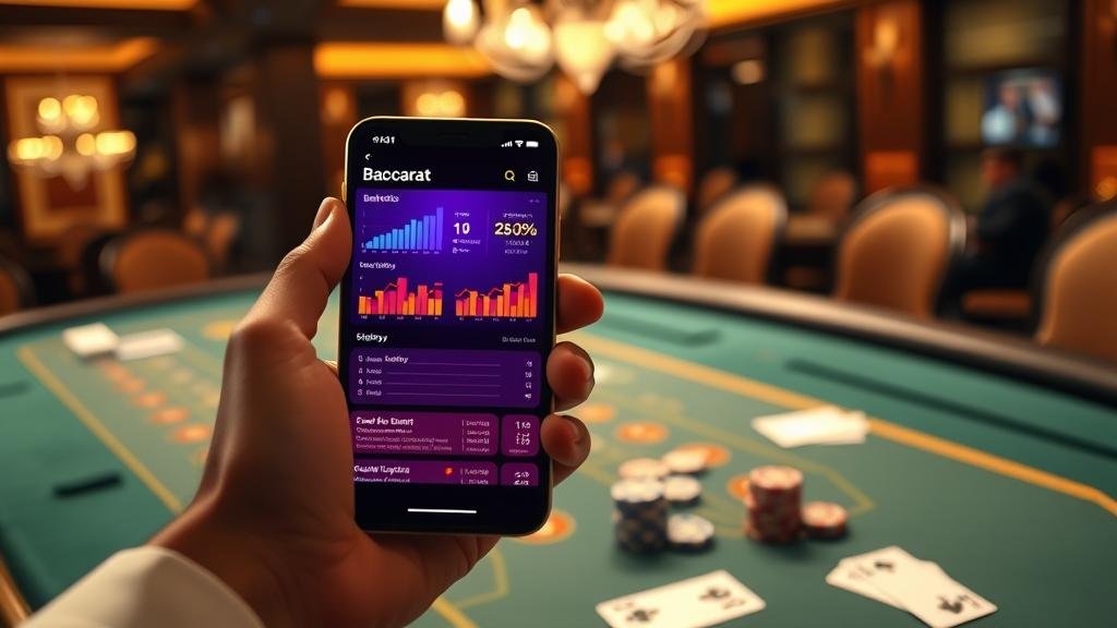 หน้าจอแสดงสถิติเค้าไพ่บาคาร่าบนแท็บเล็ต