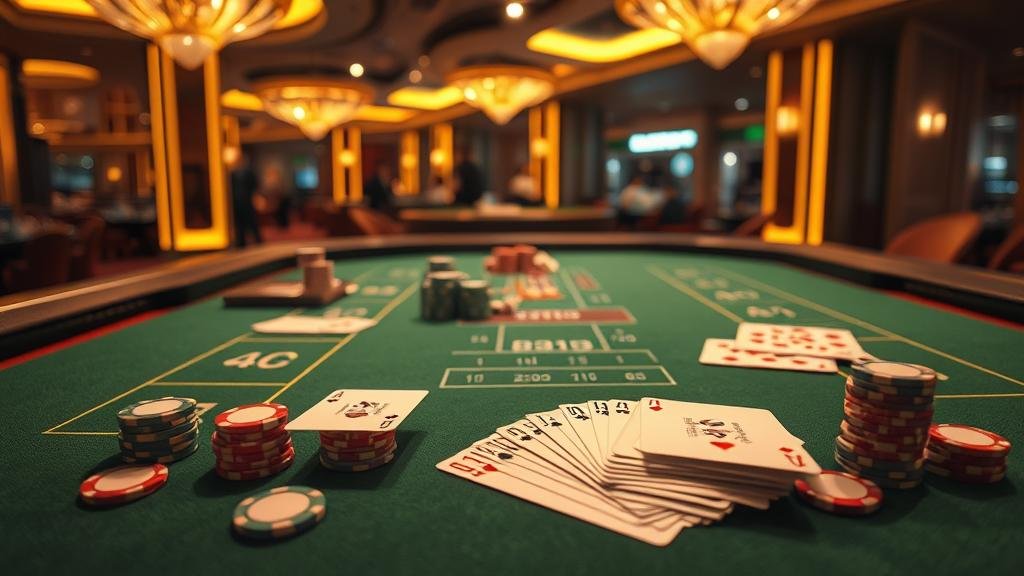 ชิปคาสิโนและไพ่บาคาร่า แสดงถึงการตัดสินใจเชิงกลยุทธ์