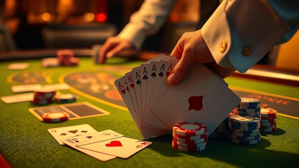 โต๊ะบาคาร่าพร้อมเค้าไพ่