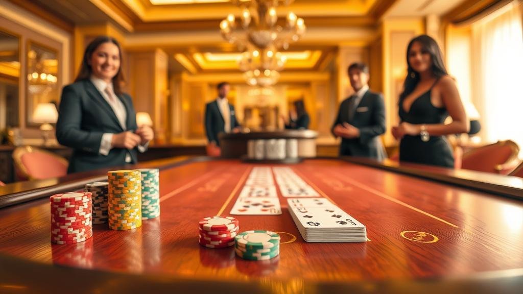 มือผู้เล่นถือชิปเดิมพันบาคาร่า