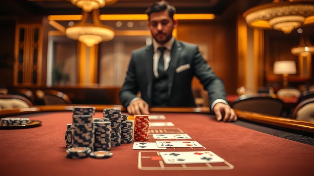 ดีลเลอร์บาคาร่ากำลังแจกไพ่ในคาสิโนสด
