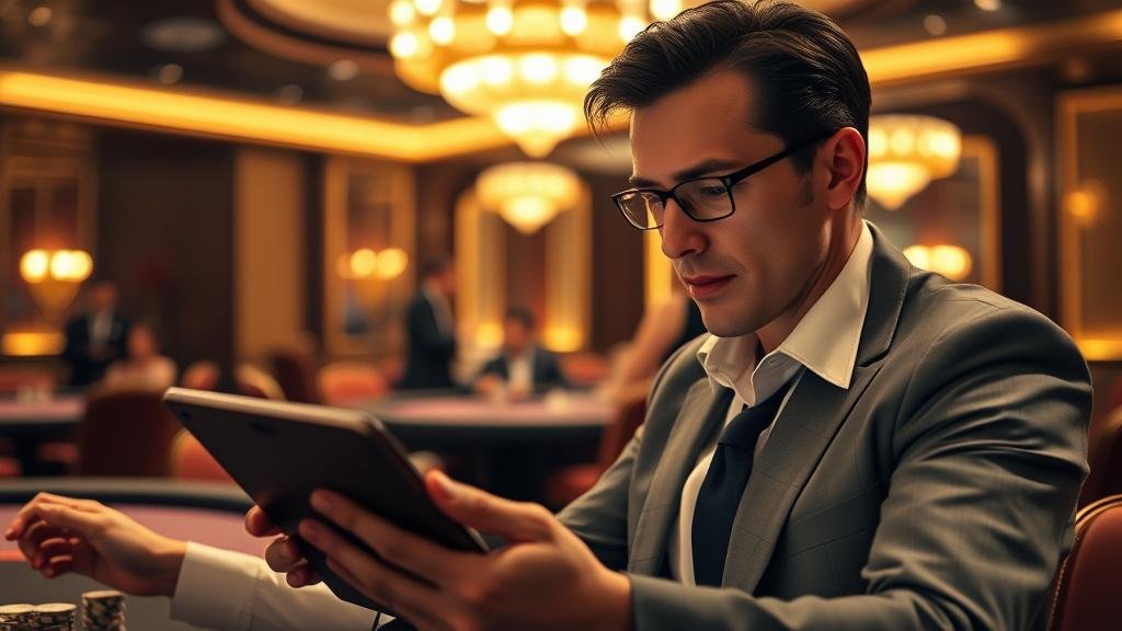 หน้าจอแท็บเล็ตแสดงเกมบาคาร่า ไม่มีค่าคอม