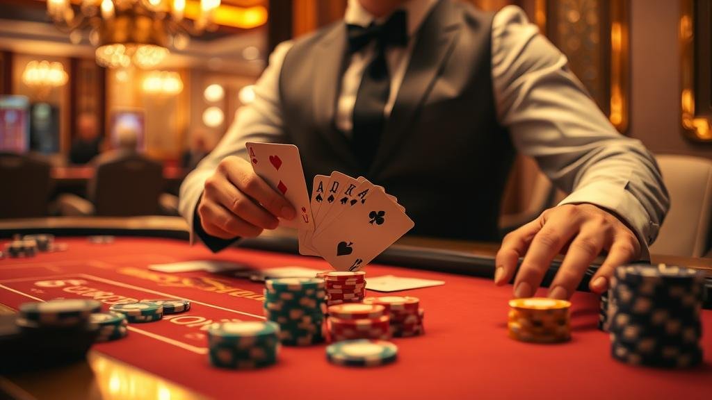 ไพ่บาคาร่าบนโต๊ะคาสิโน