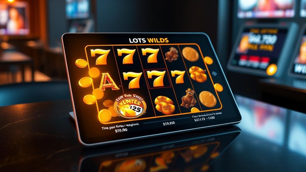 หน้าจอเกมสล็อตที่กำลังแสดงสัญลักษณ์ชนะ