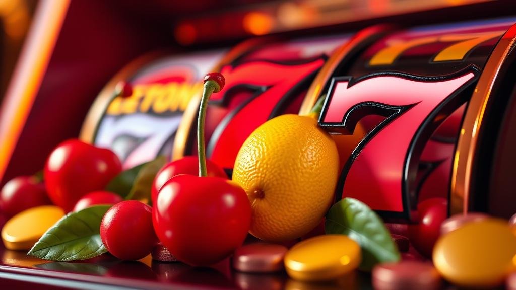หน้าจอเกมสล็อตผลไม้ที่แสดงการชนะรางวัล