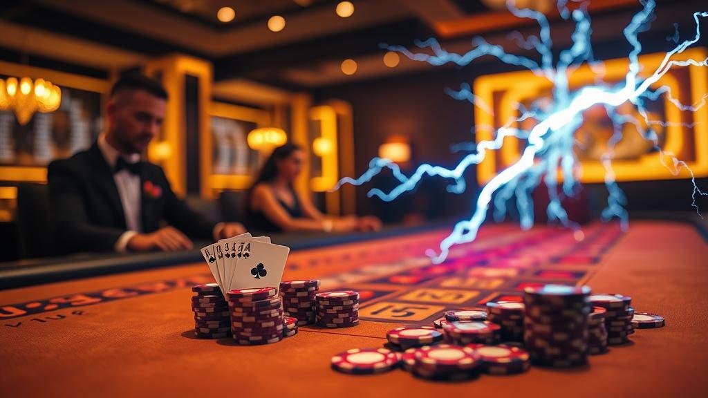 หน้าจอเกมบาคาร่าสายฟ้า แสดงสถิติและตัวเลือกการเดิมพัน