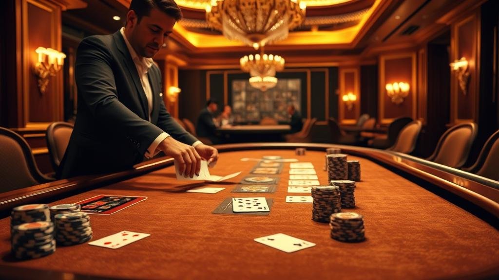 มือที่ถือไพ่บาคาร่าพร้อมลุ้นผล