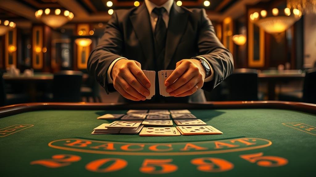 โต๊ะบาคาร่าพร้อมไพ่และชิป