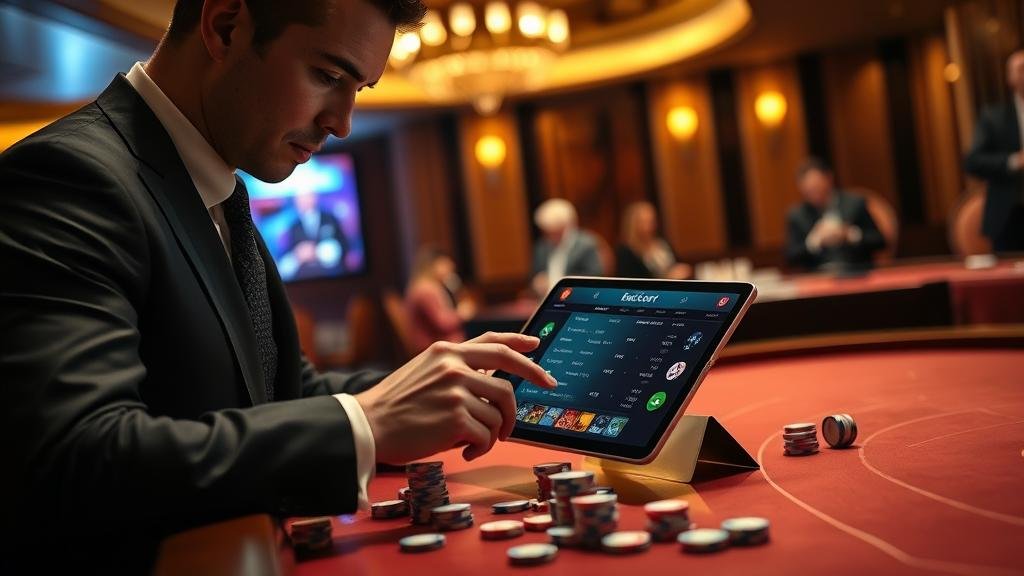 หน้าจอแท็บเล็ตแสดงสถิติบาคาร่า