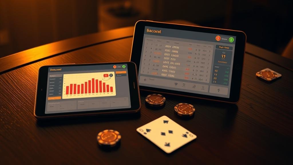 หน้าจอเกมบาคาร่าบนสมาร์ทโฟนพร้อมสถิติ