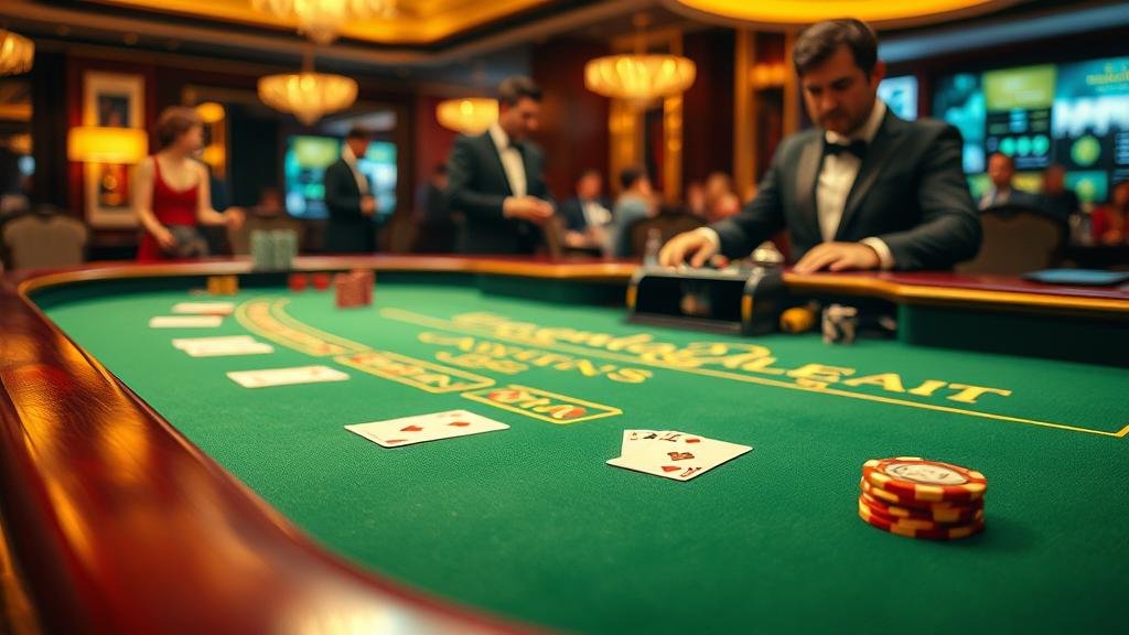 โต๊ะบาคาร่าพร้อมไพ่และชิป