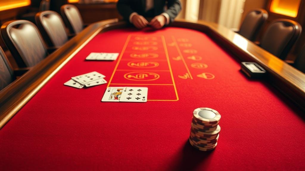 มือของผู้เล่นกำลังวางเดิมพันในเกมบาคาร่า