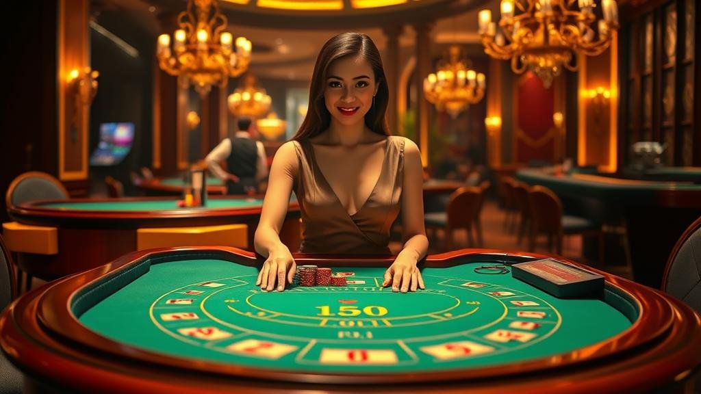 ดีลเลอร์กำลังเปิดไพ่บาคาร่าแบบสควีซ