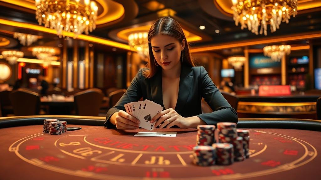 การแจกไพ่บาคาร่าบนโต๊ะคาสิโน