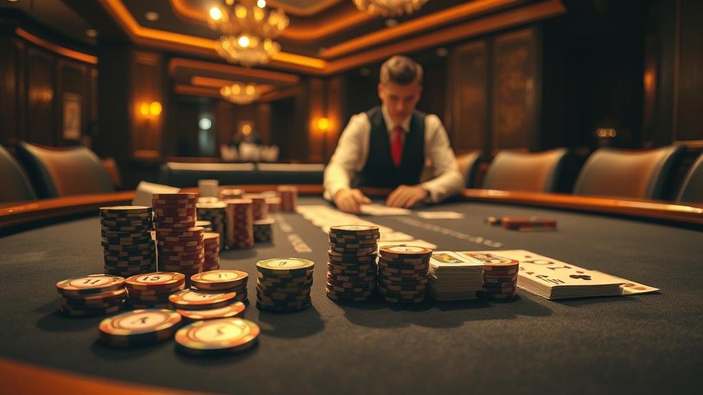 โต๊ะบาคาร่าพร้อมการ์ดและชิป