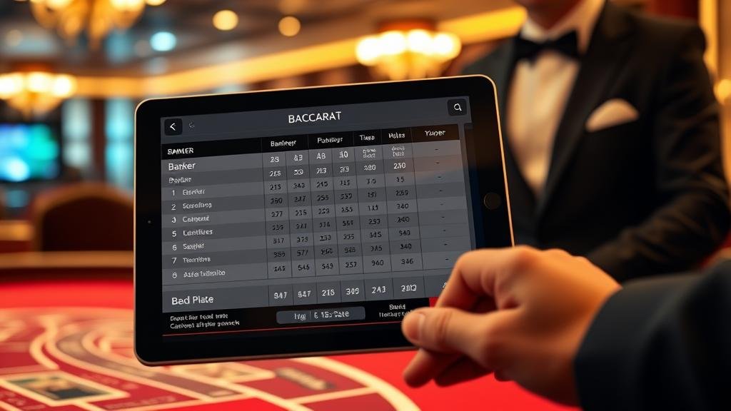 หน้าจอเกมบาคาร่าบนเดสก์ท็อป Windows พร้อมสถิติหลายรูปแบบ