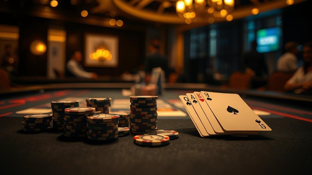 โต๊ะบาคาร่าหรูหราพร้อมการ์ดและชิป