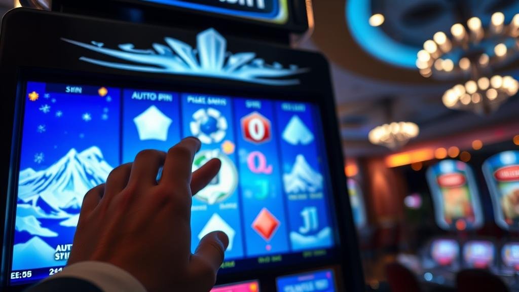 ตัวอย่างเพย์ไลน์สล็อตที่แสดงสัญลักษณ์อัญมณีและโอกาสชนะ