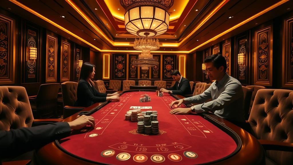 การวางเดิมพันในห้องบาคาร่า วีไอพี กลางคืน