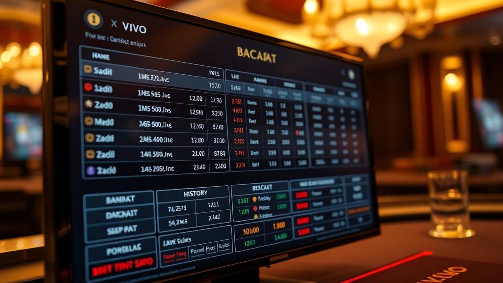 หน้าจอเกมบาคาร่า AG พร้อมตารางสถิติ