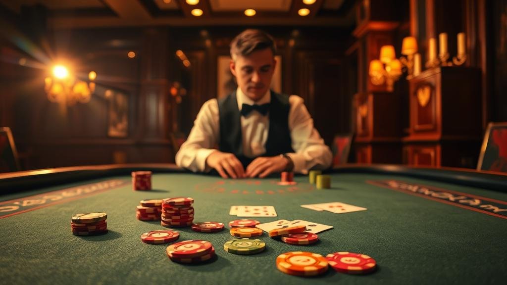 ดีลเลอร์สดกำลังแจกไพ่บาคาร่า