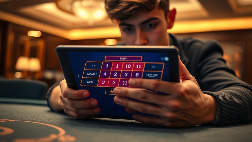 หน้าจอโทรศัพท์มือถือแสดงเกมบาคาร่า