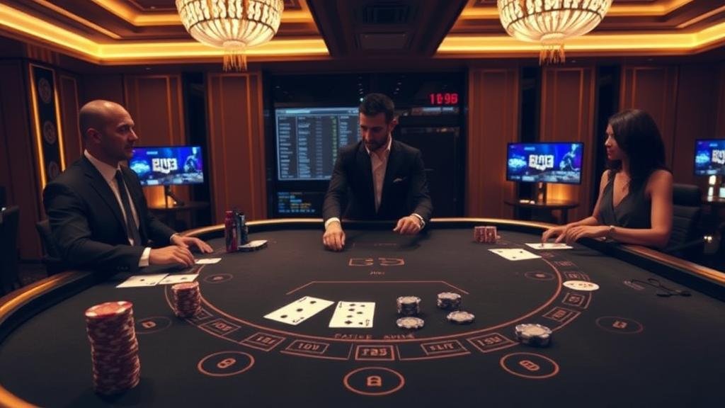 โต๊ะบาคาร่าพร้อมชิปและตัวเลือกการเดิมพัน