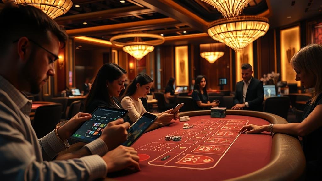 หน้าจอแท็บเล็ตแสดงสถิติบาคาร่า