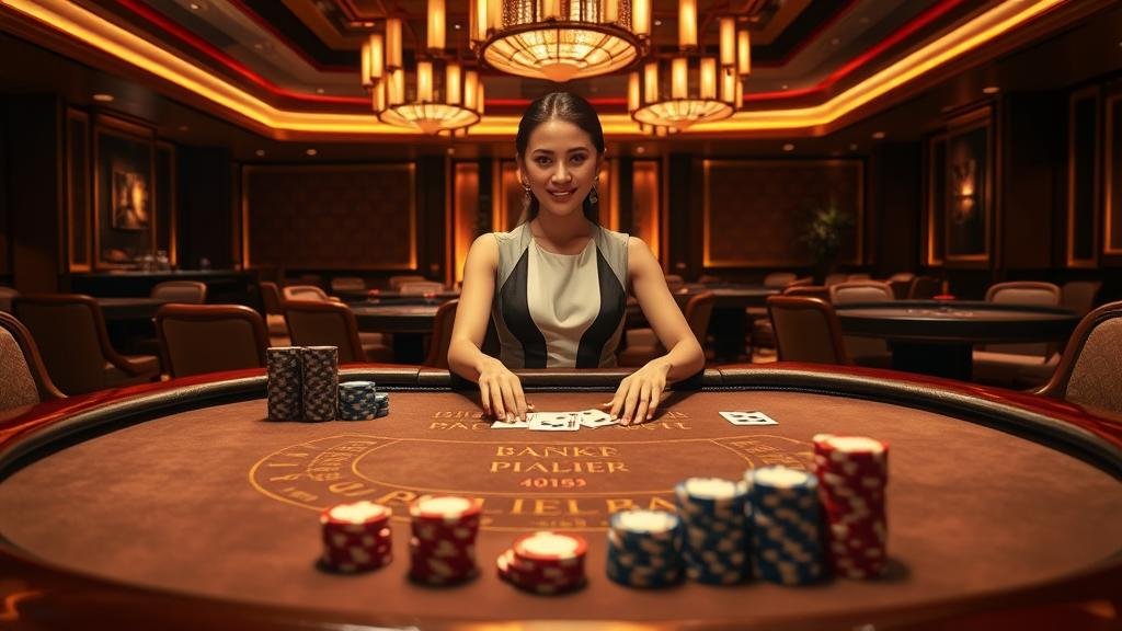 ดีลเลอร์สาวสวยจาก Evolution Gaming กำลังแจกไพ่บาคาร่า