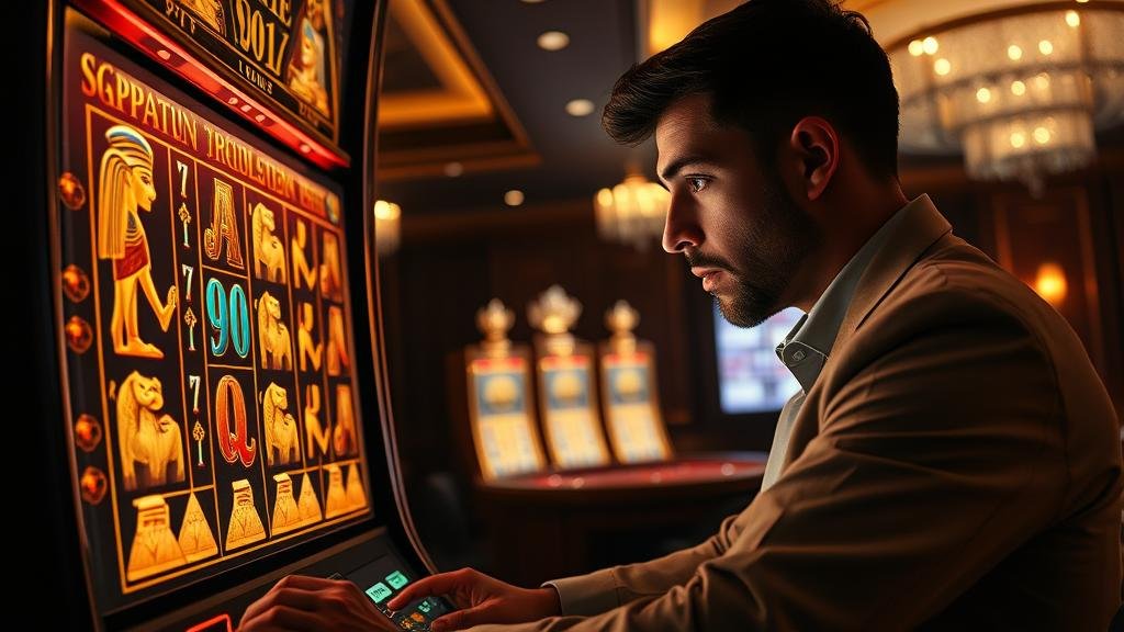 ปุ่มซื้อสปินในเกมสล็อตธีมอียิปต์