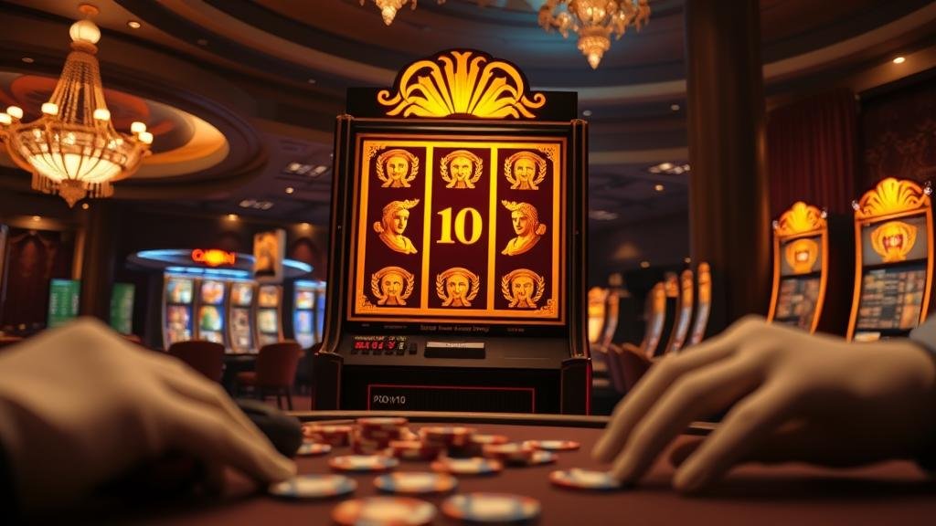 หน้าจอเกมสล็อตโรมันพร้อมตัวเลือกซื้อสปิน