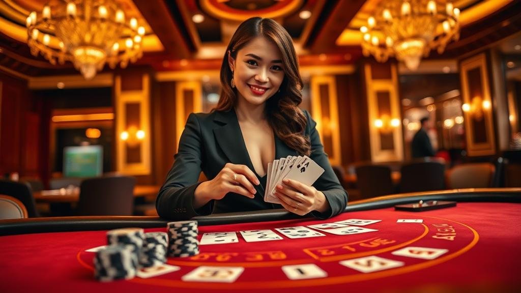 หน้าจอแสดงผลการเล่นบาคาร่าสดพร้อมแต้มและตัวเลือกเดิมพัน