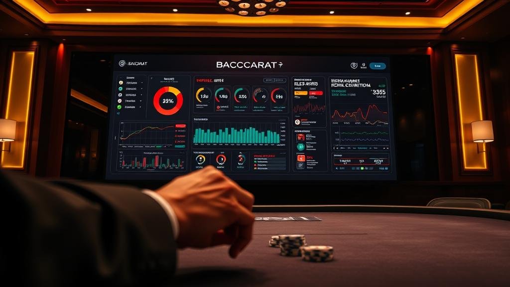 หน้าจอคอมพิวเตอร์แสดงเกมบาคาร่าพร้อมสถิติ