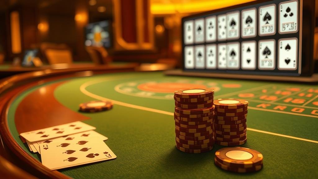 การแสดงผลเค้าไพ่สามตัดในเกมบาคาร่า