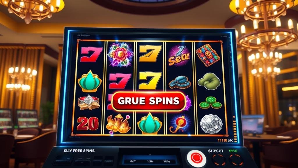 อินเทอร์เฟซเกมสล็อต Blueprint พร้อมปุ่มซื้อฟรีสปิน