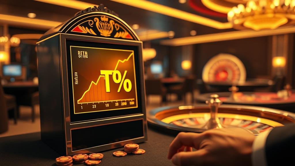 หน้าจอคอมพิวเตอร์แสดงเกมสล็อต Spinomenal พร้อมค่า RTP