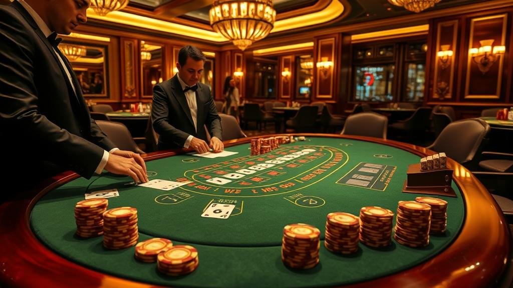 การแจกไพ่บาคาร่าบนโต๊ะ