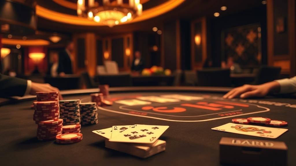 มือที่ถือไพ่บาคาร่าพร้อมผลชนะ