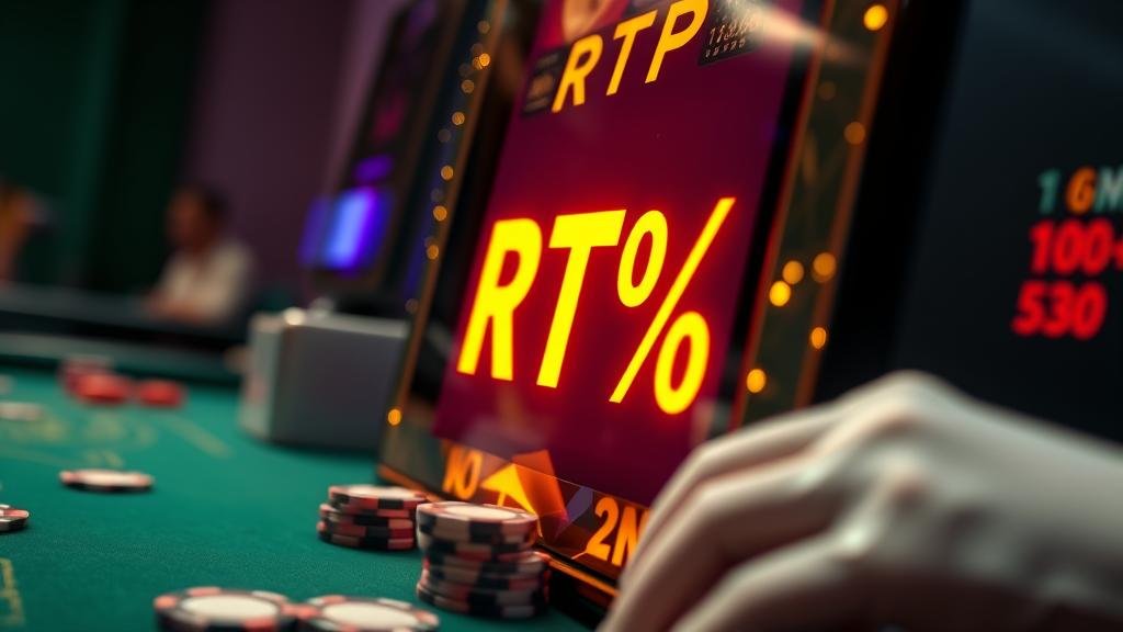 ชิปคาสิโนและไพ่ วางบนแท็บเล็ตแสดงหน้าจอเกมสล็อต