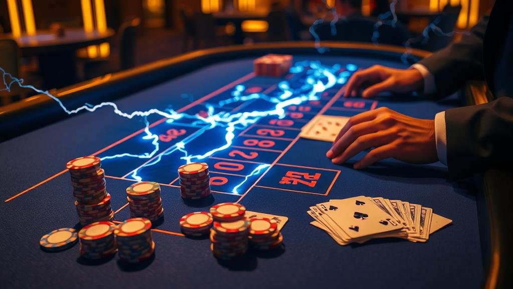 มือผู้เล่นกำลังเล่นบาคาร่าสายฟ้า