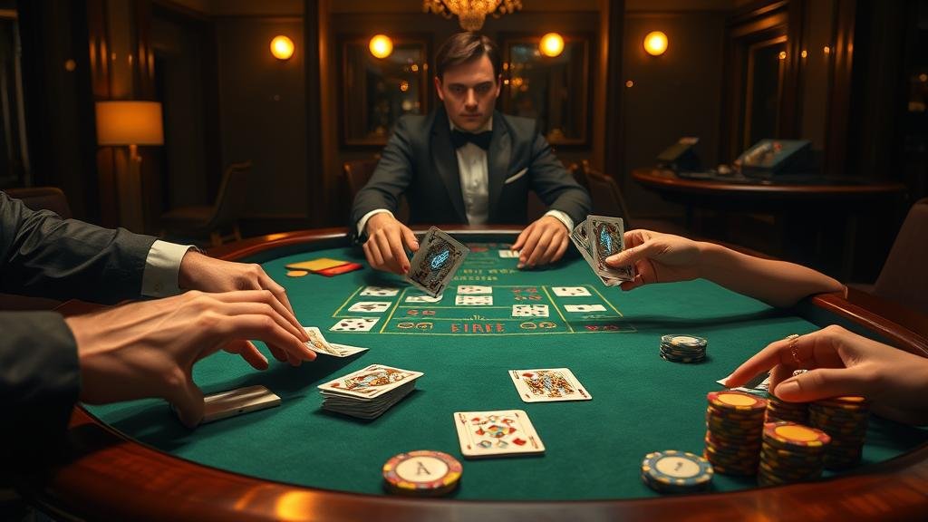 ภาพการเล่นบาคาร่าในคาสิโนหรูสไตล์เอเชีย