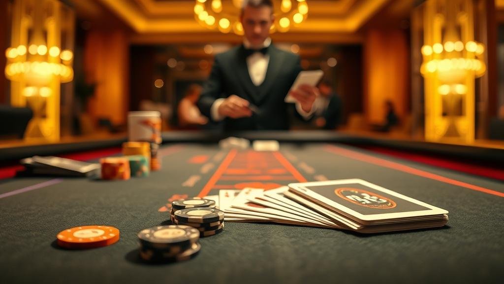 โต๊ะบาคาร่าพร้อมไพ่และชิป