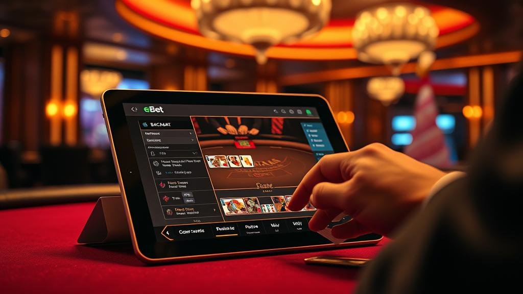 นักเดิมพันกำลังวางแผนการเล่นบาคาร่าอย่างมีกลยุทธ์บนแท็บเล็ต
