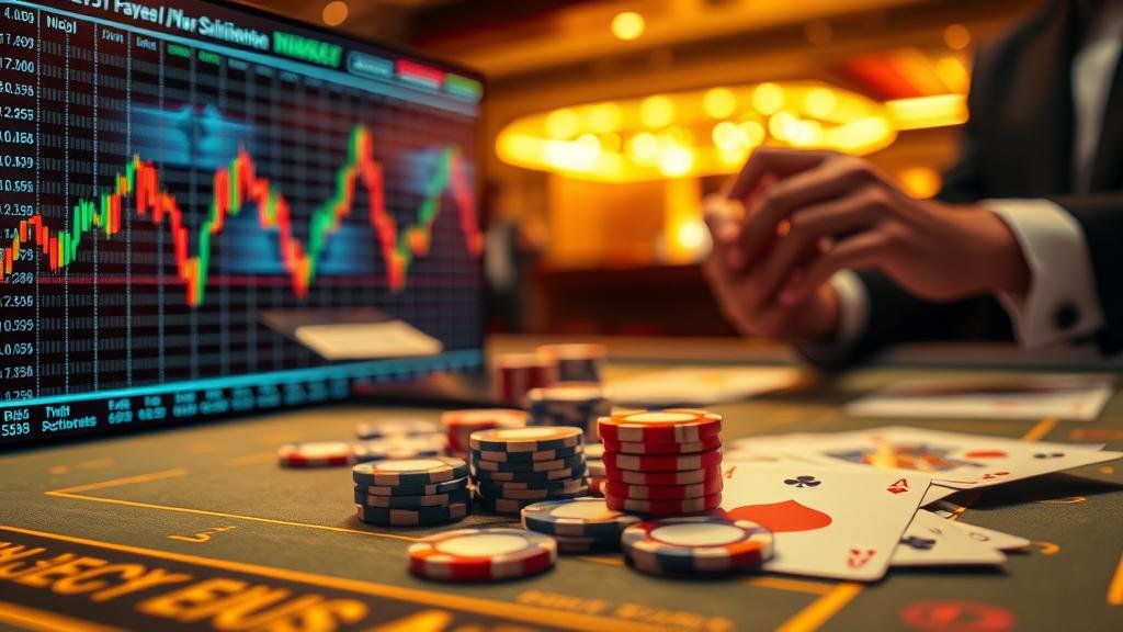 กราฟหุ้นและตัวเลขหวย แสดงโอกาสทำเงิน