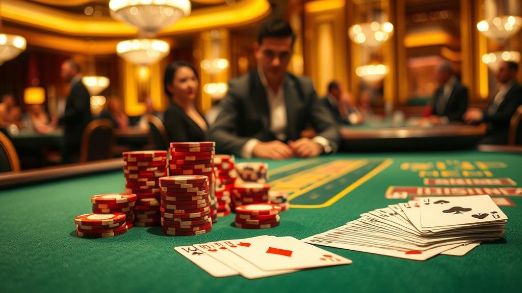 ดีลเลอร์สาวสวยกำลังแจกไพ่บาคาร่า