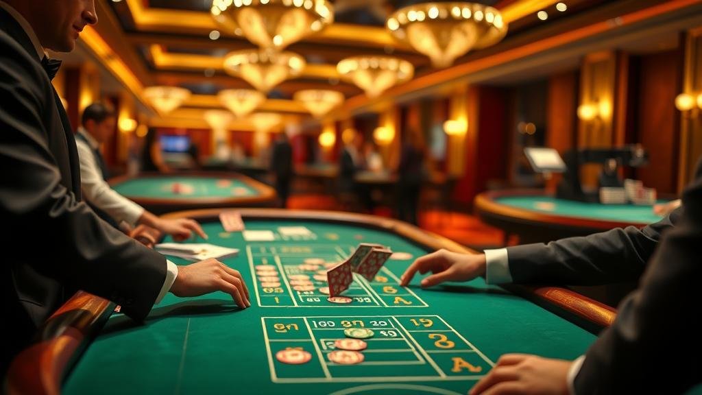 ดีลเลอร์สาวสวยกำลังแจกไพ่บาคาร่าสด